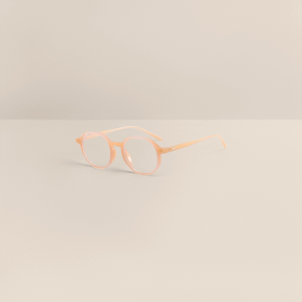 Light orange round spectacle frame, metal frame, light, comfortable and anti-slip nose rest Specification image