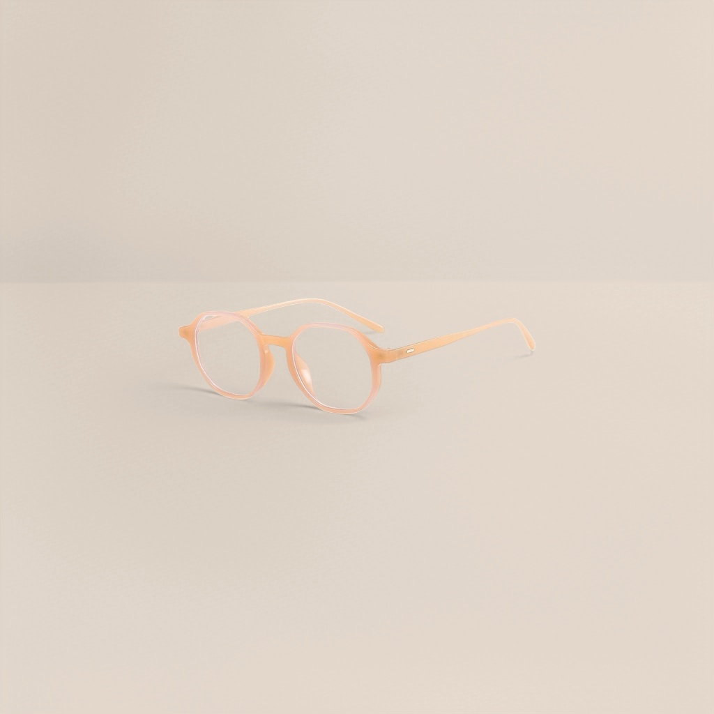 Light orange round spectacle frame, metal frame, light, comfortable and anti-slip nose rest