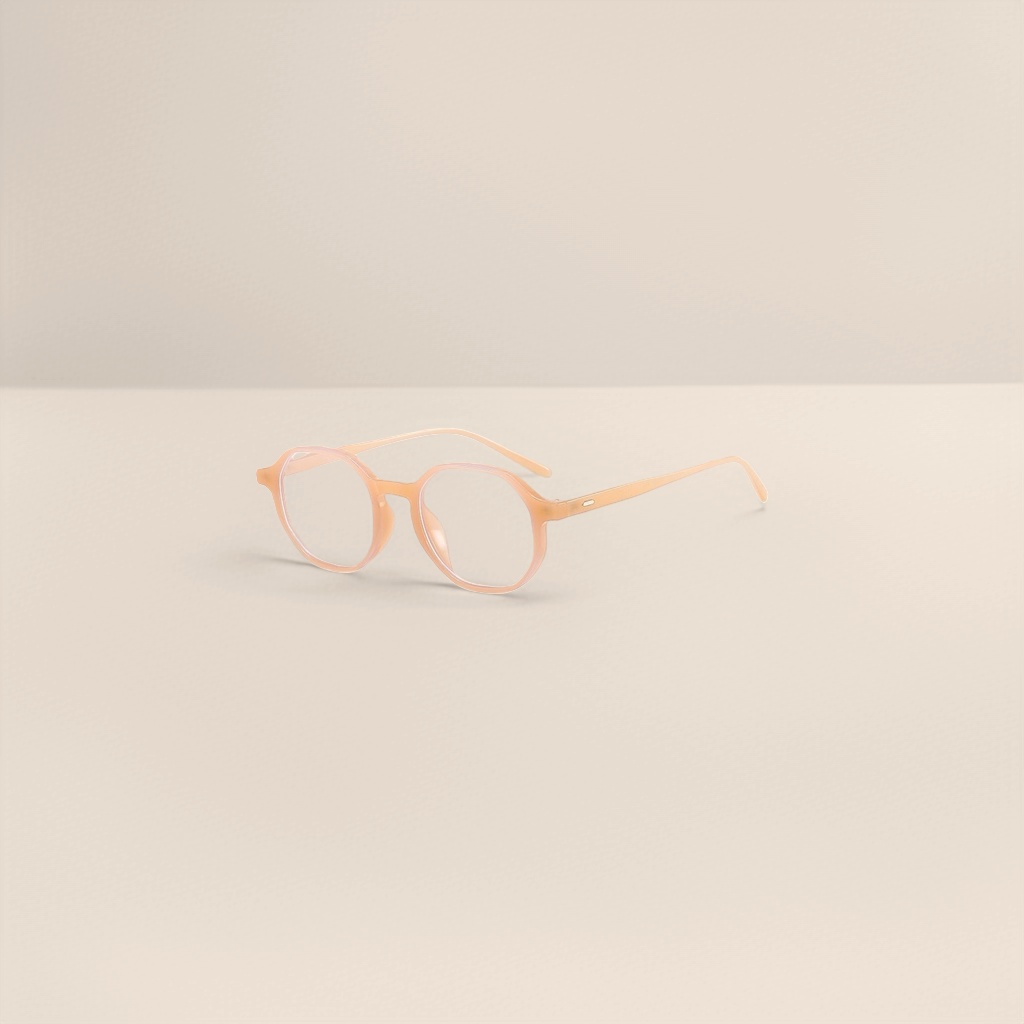 Light orange round spectacle frame, metal frame, light, comfortable and anti-slip nose rest details Picture