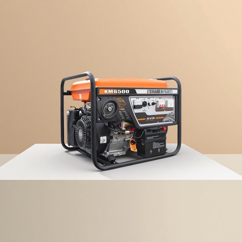 Orange and black alternating generator with stainless steel casing, outdoor emergency backup power supply details Picture