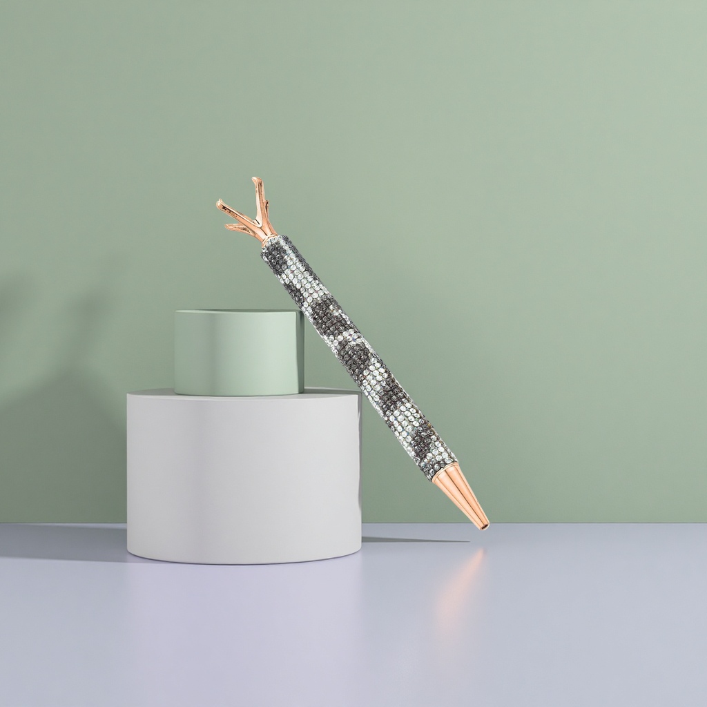 Diamond-encrusted rose gold signature pen, a fashionable metallic writing tool for business and office use Application Scenario