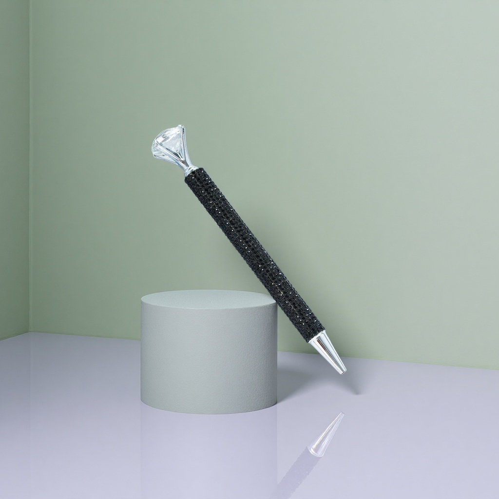 Black rhinestone decorative pen, a fashionable and simple writing tool details Picture