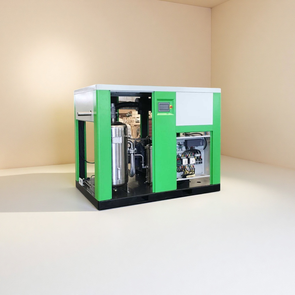 The green industrial air compressor is silent, energy-saving, highly efficient, stable and durable details Picture
