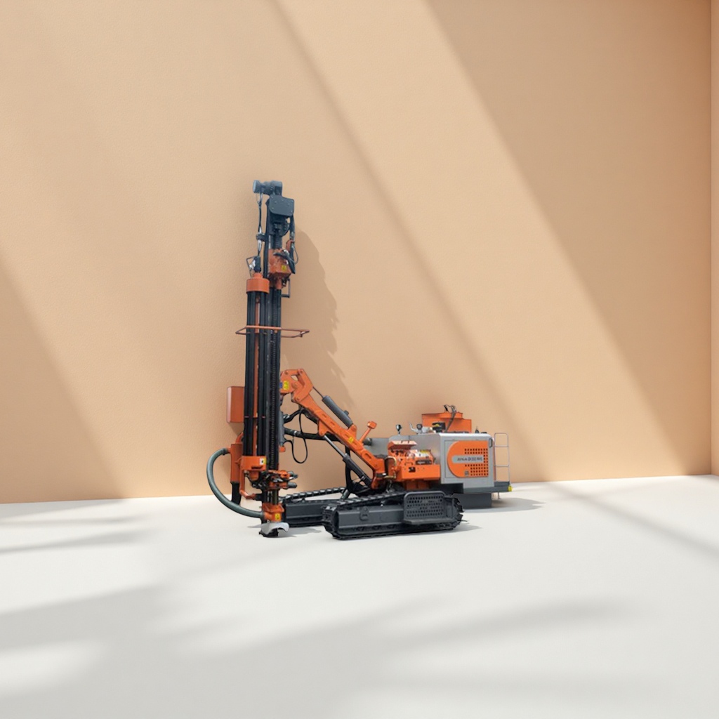 The orange crawler drilling rig is a mobile drilling machine for engineering operations