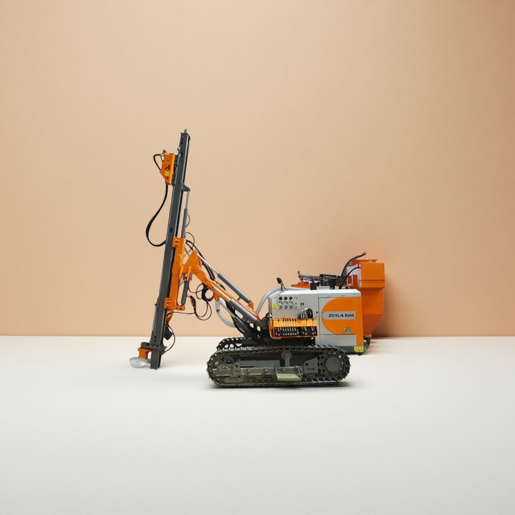 The orange crawler drilling rig is a mobile drilling machine for engineering operations Specification image
