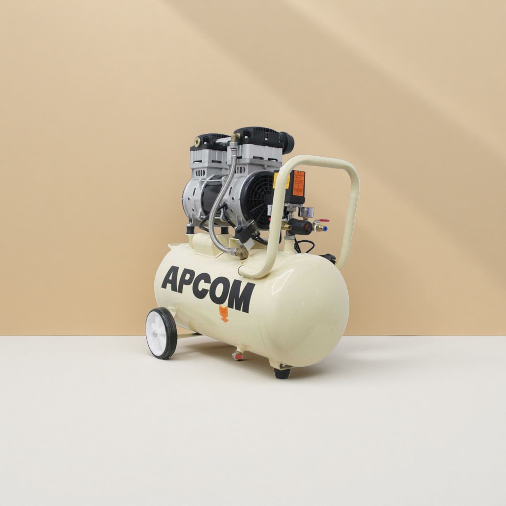 Beige air compressor, household silent oil-free small air pump details Picture