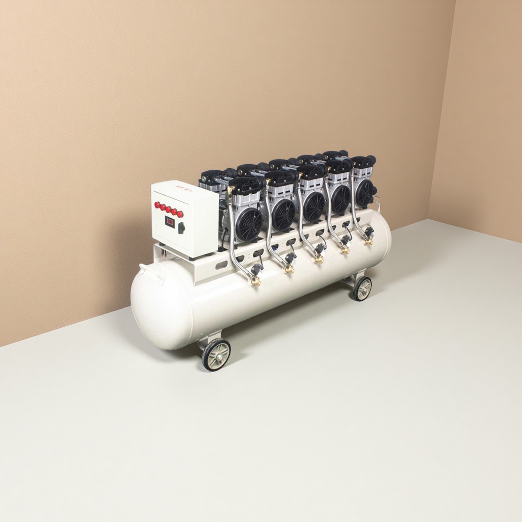 White air compressor, household silent oil-free small 220V industrial grade air pump