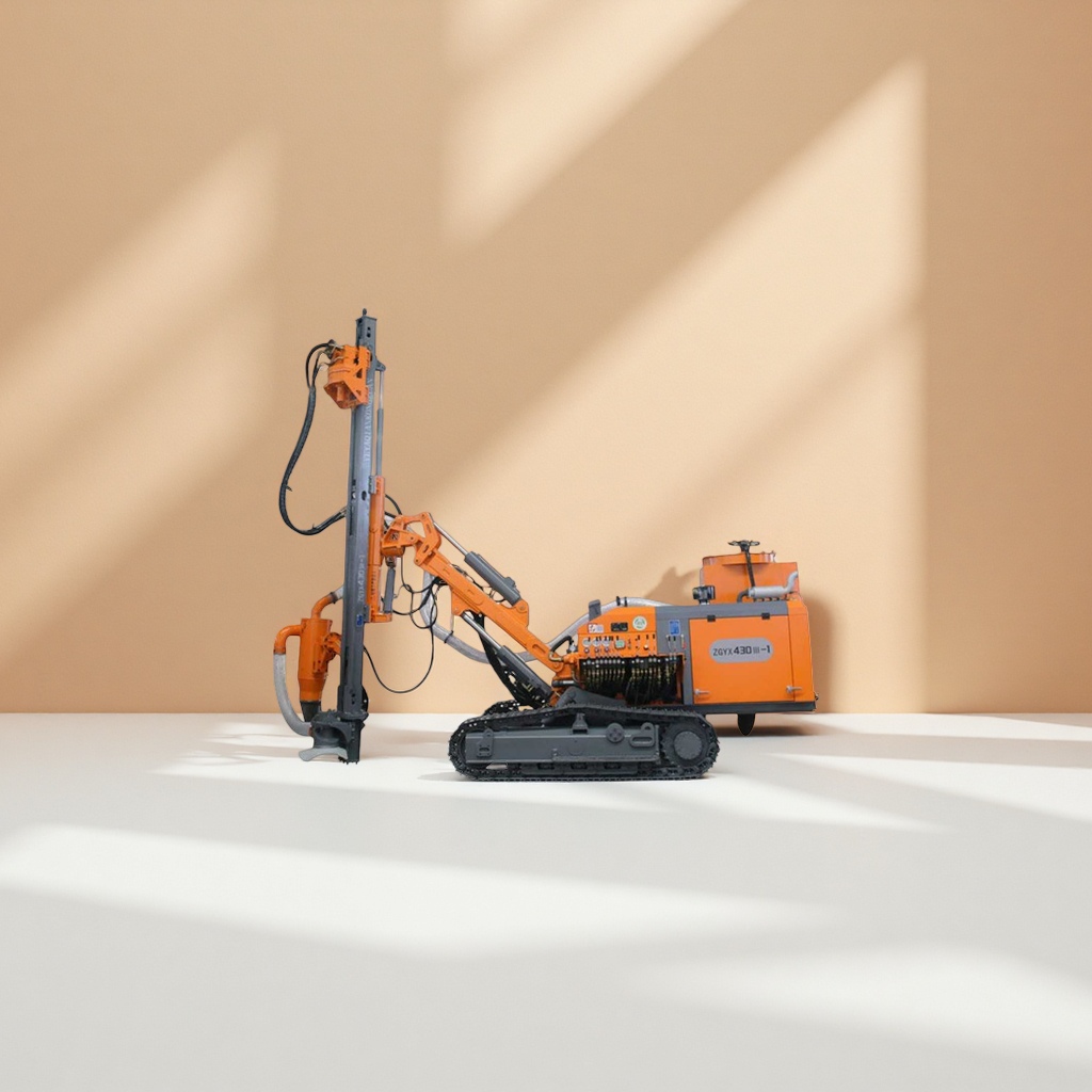 The orange crawler drilling rig is highly efficient, stable and suitable for various terrains in engineering operations