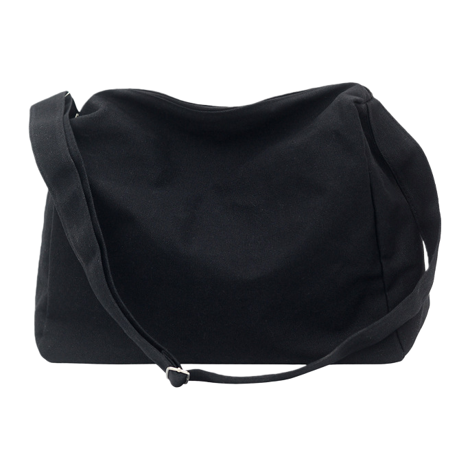 The black canvas crossbody bag is a lightweight and versatile single-shoulder bag for commuting and casual wear Item Picture