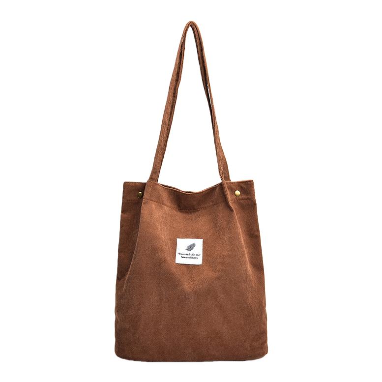 Brown corduroy tote bag, large-capacity commuter hand and shoulder bag for women's casual wear Item Picture