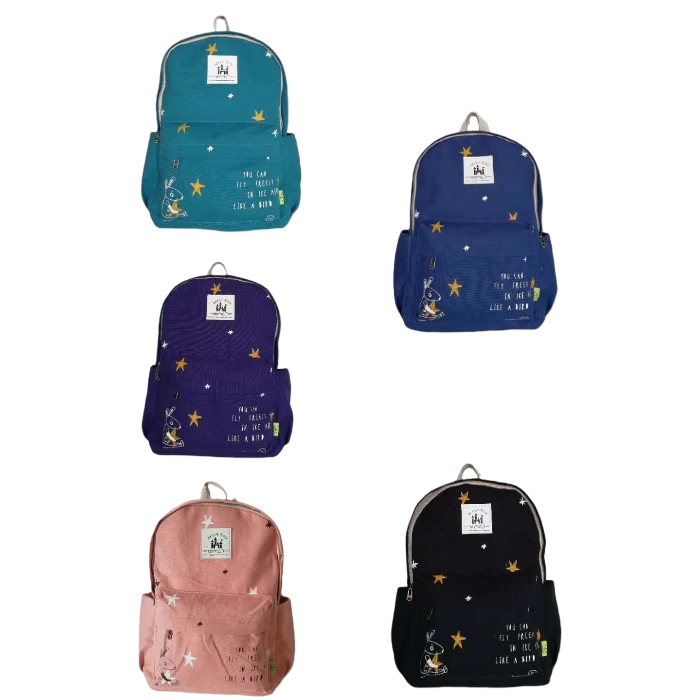 نجوم وأرانب ملونة وحقائب مدرسية على أكتاف فتاة صغيرة ذات قلب كبير Item Picture