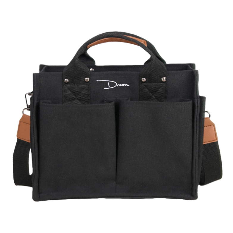 This black canvas bag is simple and versatile, with a large capacity for commuting and casual use. It is a single-shoulder crossbody bag Item Picture