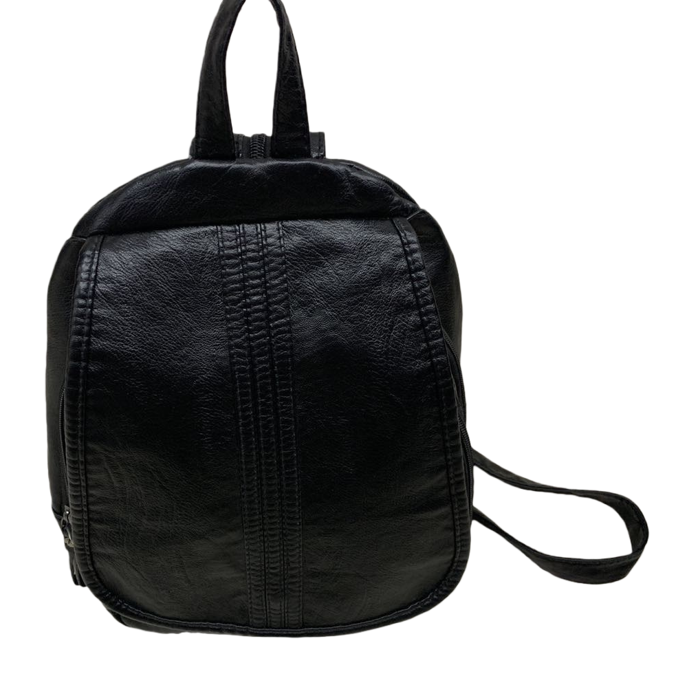 Black leather backpack, simple business, large capacity, lightweight and durable student commuting backpack Item Picture