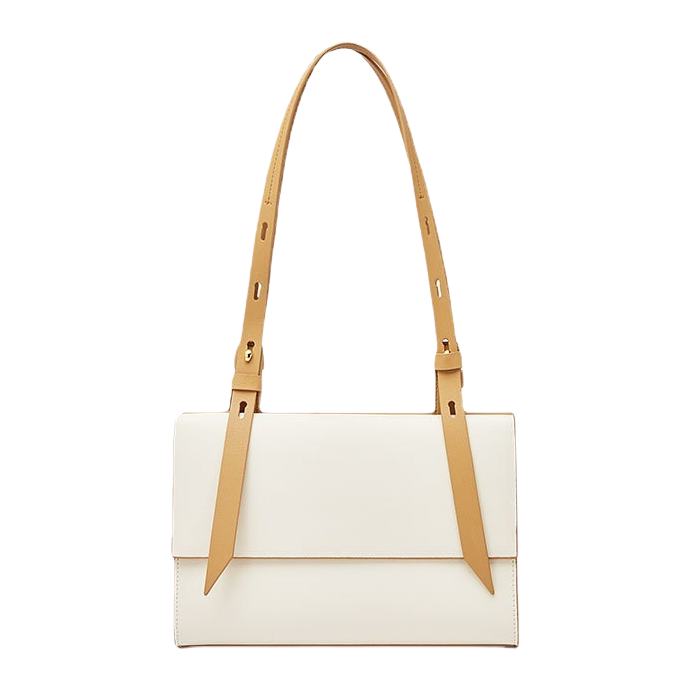 Beige shoulder strap and white handbag: A simple and fashionable single-shoulder bag for commuting ladies Item Picture