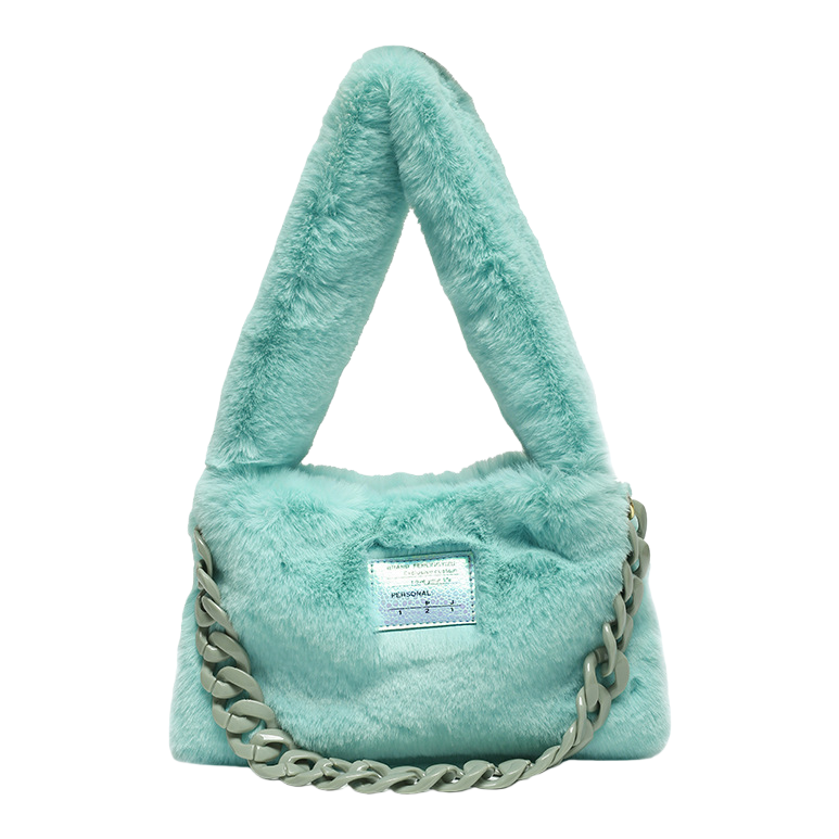 Light green plush handbag, a fashionable and versatile shoulder bag for women Item Picture