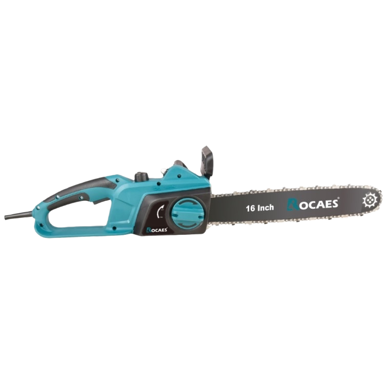 The blue-black electric chain saw is a portable lithium battery chain saw for home use, which is quiet and highly efficient Item Picture