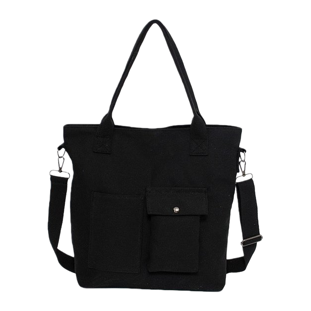This black canvas bag is a simple and versatile single-shoulder crossbody bag for commuting and casual wear Item Picture