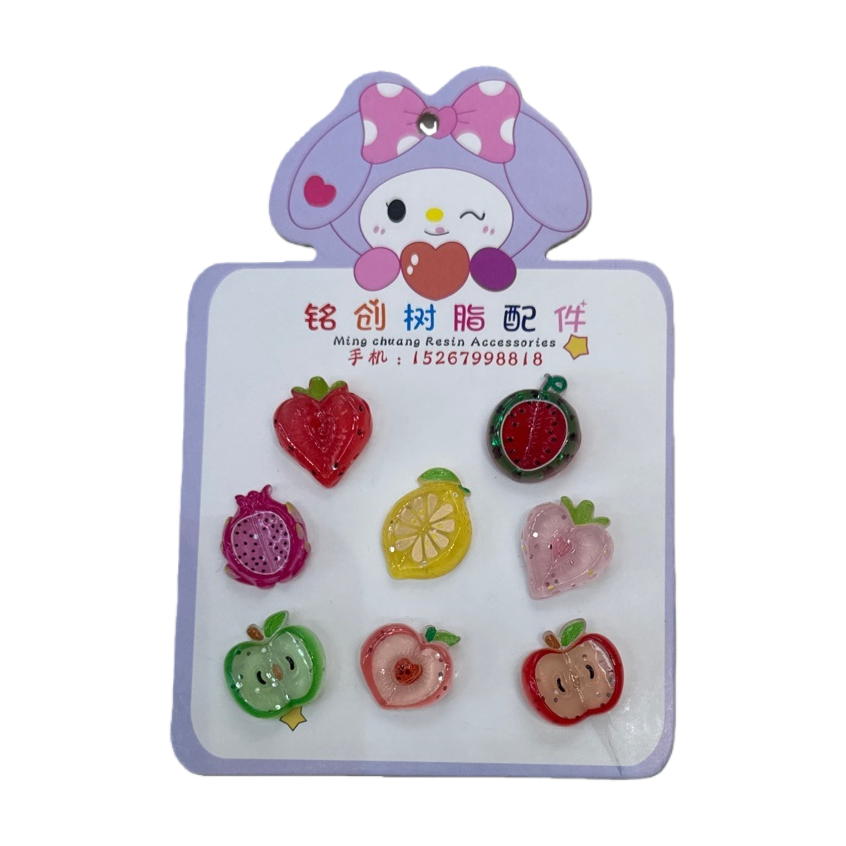 Colorful resin fruit-shaped jewelry set, creative and fresh diy pendant accessories Item Picture