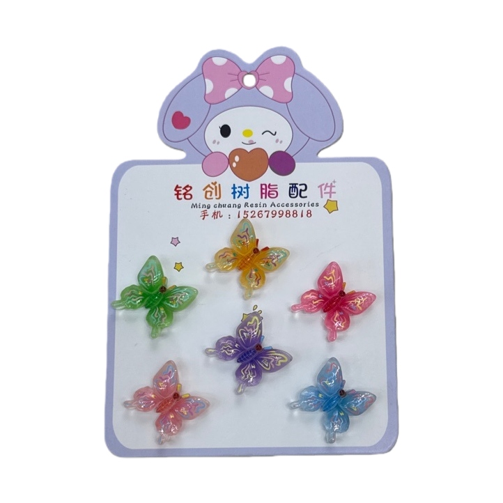 Colorful butterfly hair clips, cute headwear for girls, sweet style, diy resin hair clips, multiple colors to choose from Item Picture