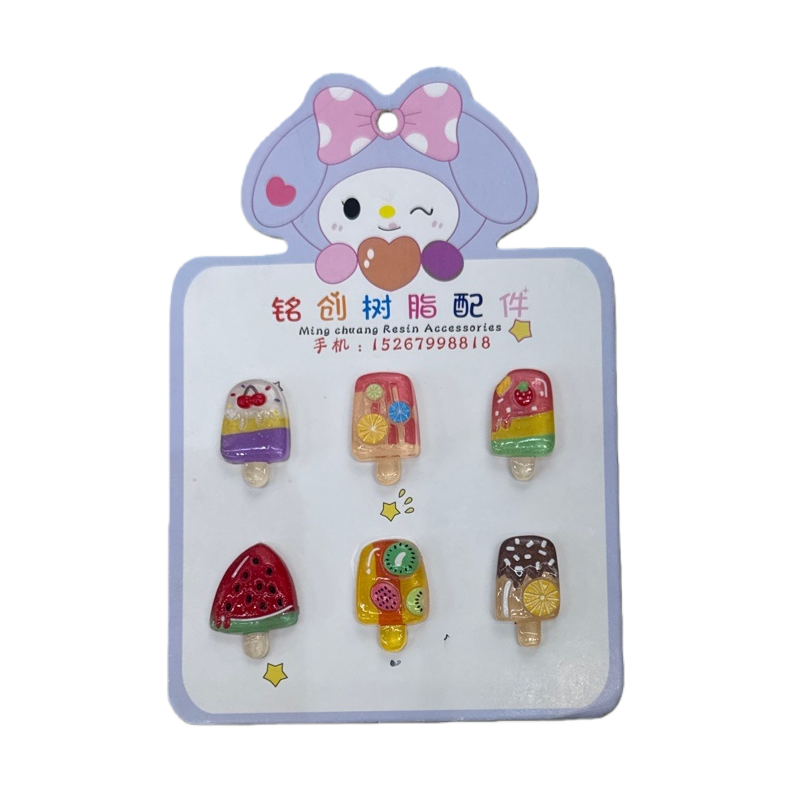 Colorful ice cream shaped resin handmade DIY accessories, cute dessert-style decorative materials Item Picture