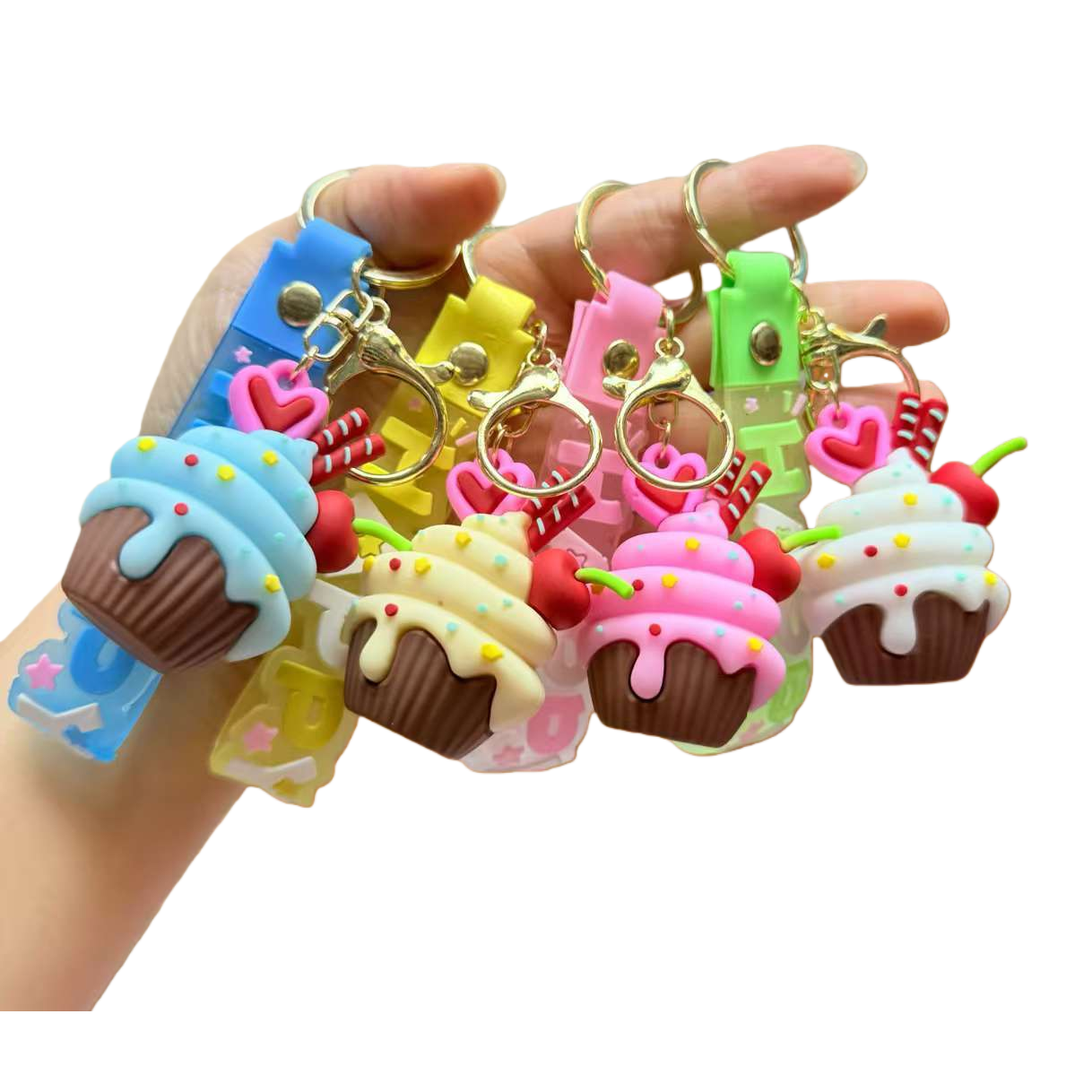 Colorful dessert cake-shaped keychains, cute and fun pendants, girls' gifts Item Picture