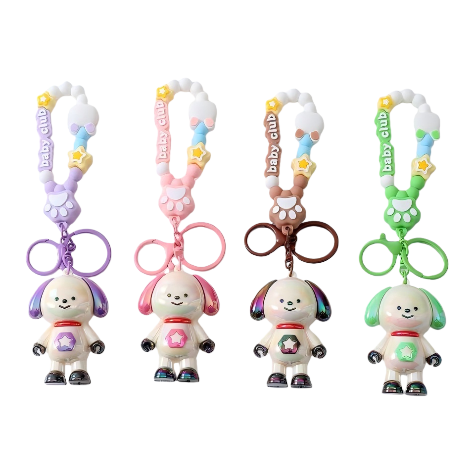 Colorful puppy pendant, cute plush keychain, car backpack decorative small pendant Item Picture