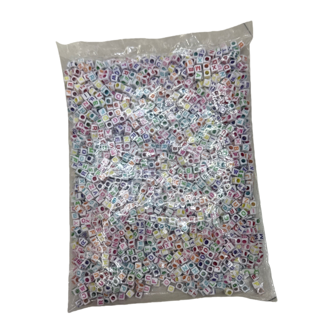 DIY handcrafted beading material with colorful letter square beads in transparent plastic bags Item Picture