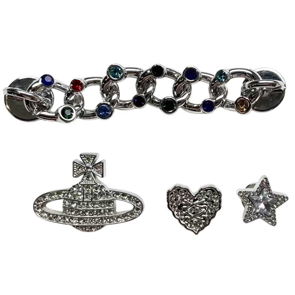سوارات فضية بسوارات مصنوعة من ثلاث قطع من شكل قلب الكواكب Item Picture