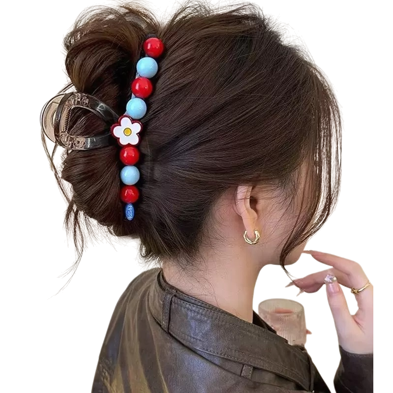 Colorful beaded hair clips are fashionable and versatile hair accessories for women's hairstyles Item Picture