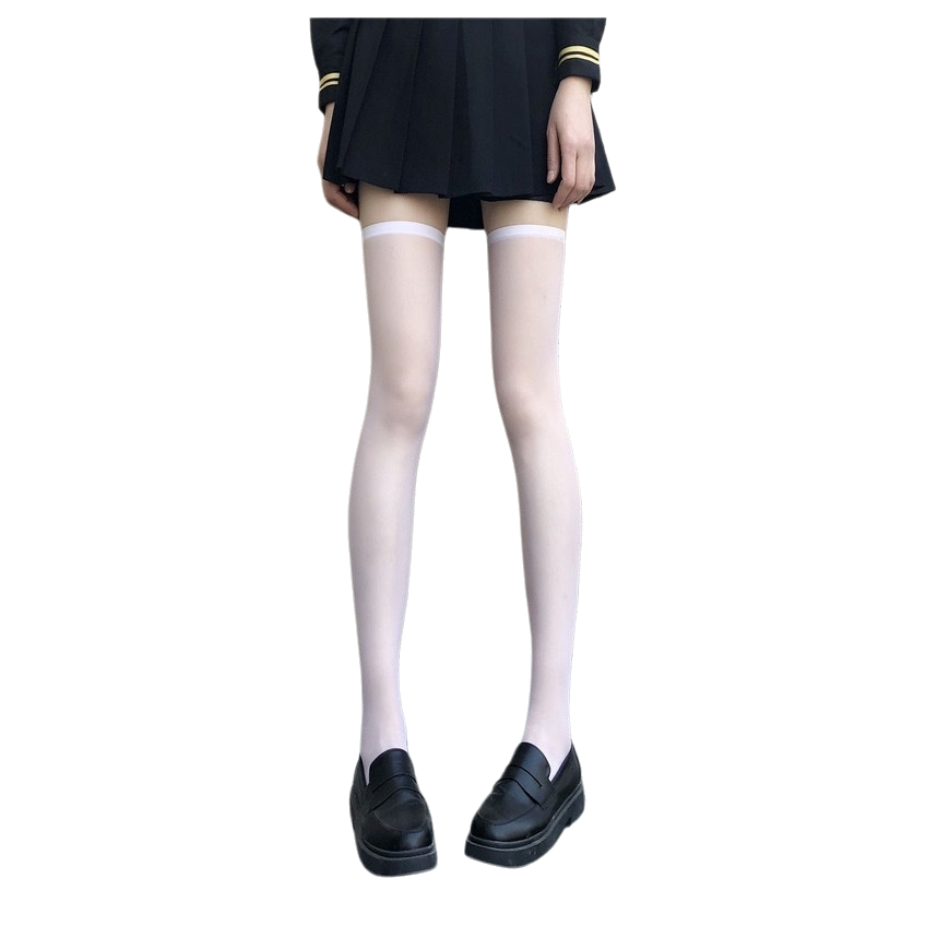 White knee-high socks for slimming, form-fitting, and leg warmth, autumn and winter styles Item Picture