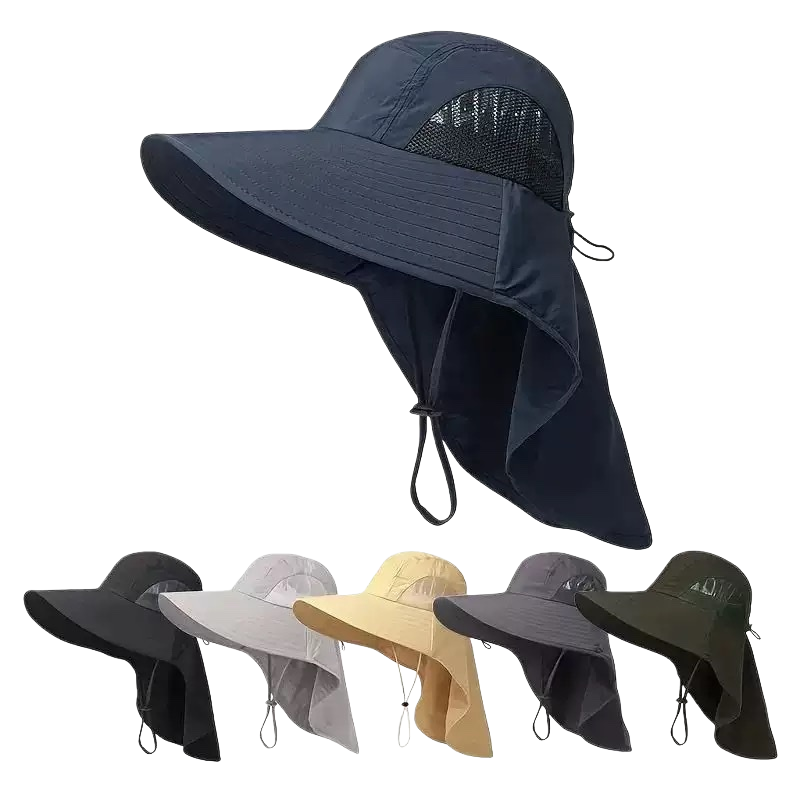 深蓝色遮阳帽带后颈护罩网眼透气设计 Item Picture