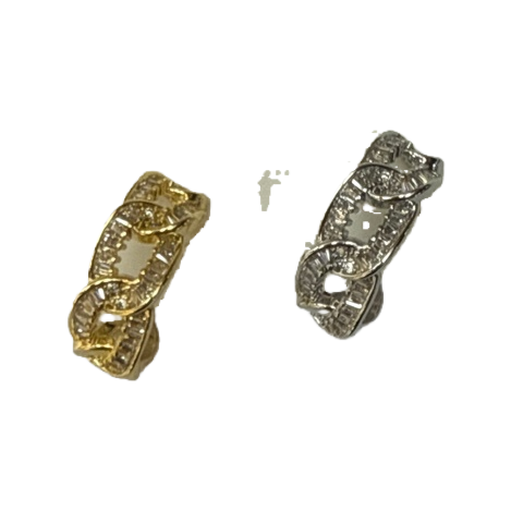 وأقراط ذهبية فضية ذات أحجار وأقراط بيضاء Item Picture