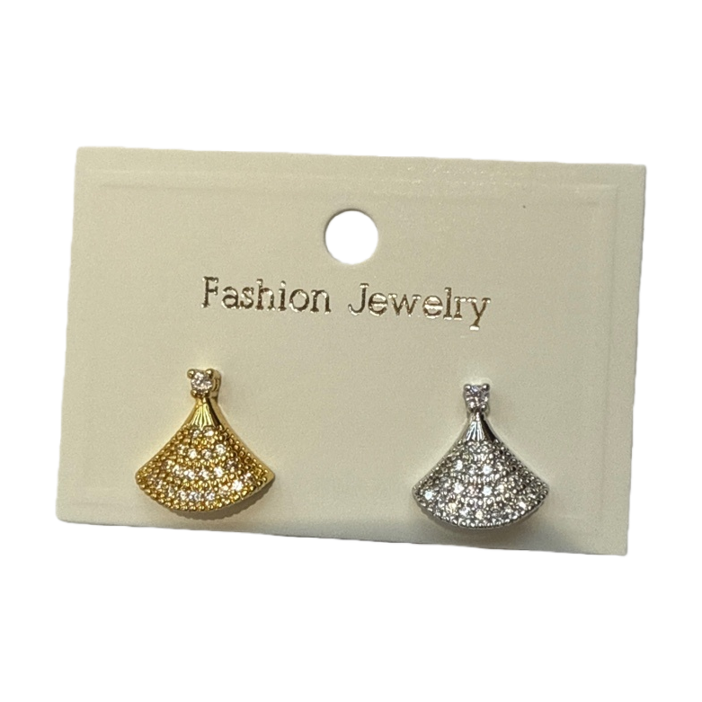 المروحة الذهبية الفضية المقوحة الممسمار خلفية العلامة البيضاء Fashion Jewelry Item Picture