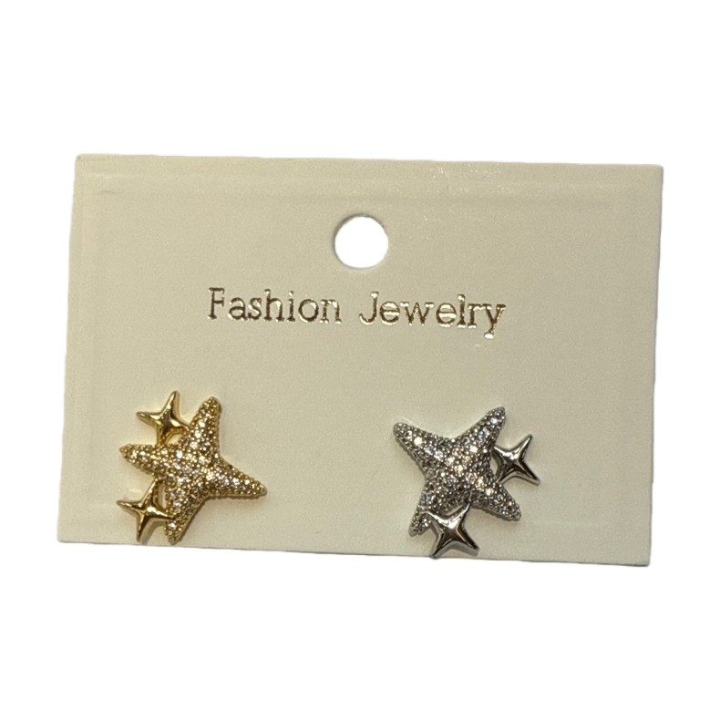 Golden and silver star-shaped stud earrings are fashionable, simple and versatile Item Picture