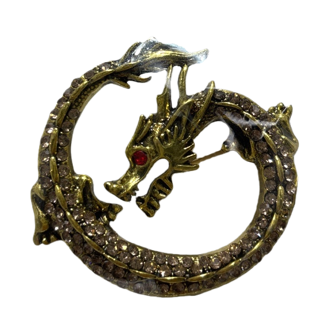دبوس ذهبي على شكل تنين معدني Item Picture