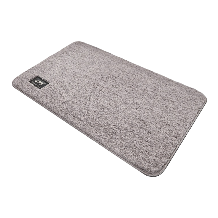 Light grey plush floor mat for bedroom and living room, anti-slip, water-absorbent and machine washable, home carpet Item Picture