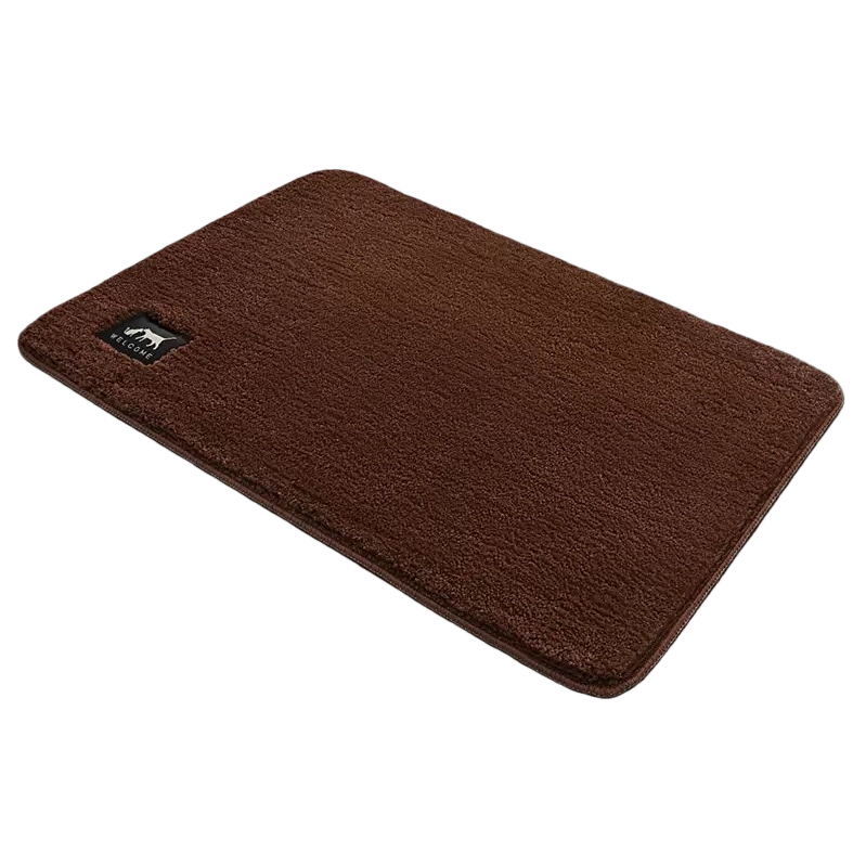 Brown plush floor mat for living room and bedroom, anti-slip and water-absorbing, simple Nordic style for home use Item Picture