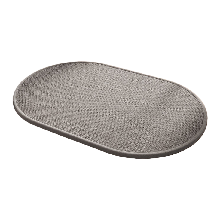Grey oval-shaped floor mat, household anti-slip and water-absorbing bathroom and kitchen door mat Item Picture