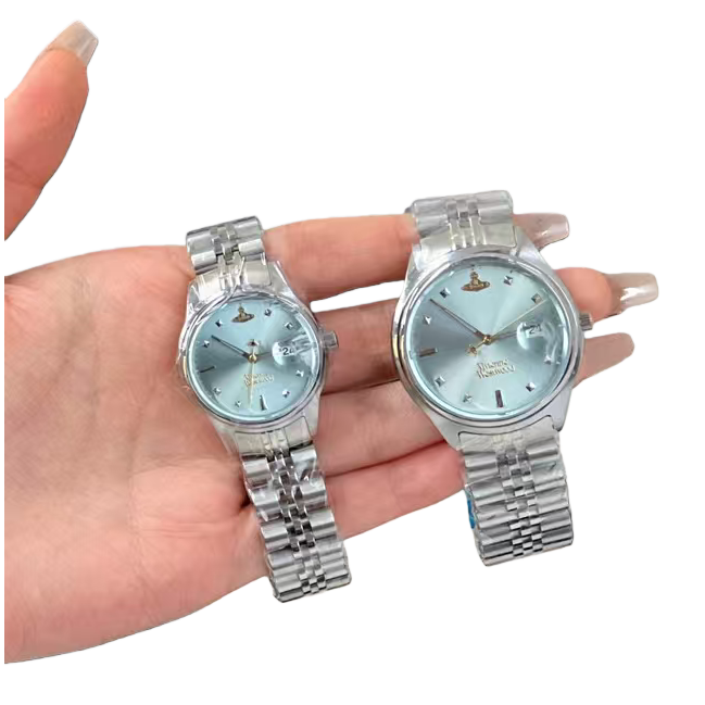 The silver watch set is suitable for both men and women, with a stainless steel strap that is fashionable, simple and business-to-casual Item Picture