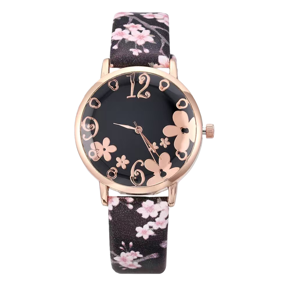 إطارات ذهبية وردية سوداء مع أزهار الكرز Item Picture