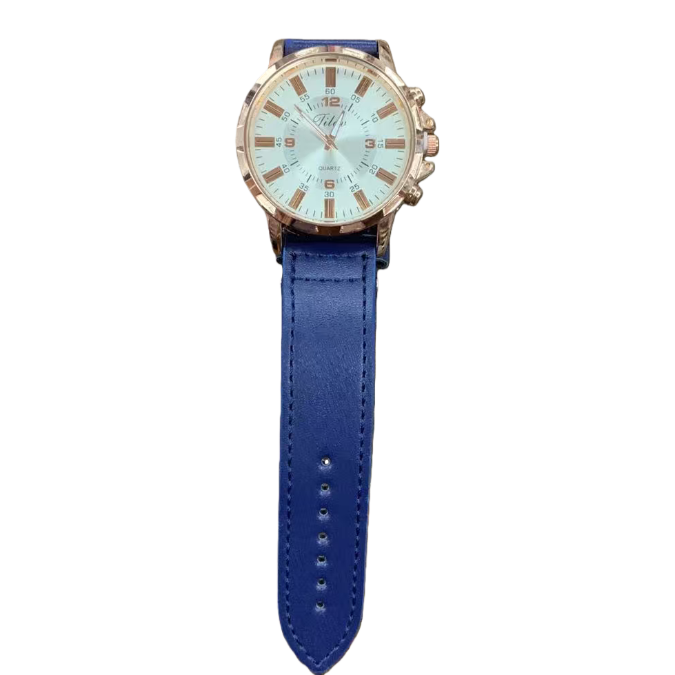 Quartz ladies' watch with rose gold case and blue strap Item Picture