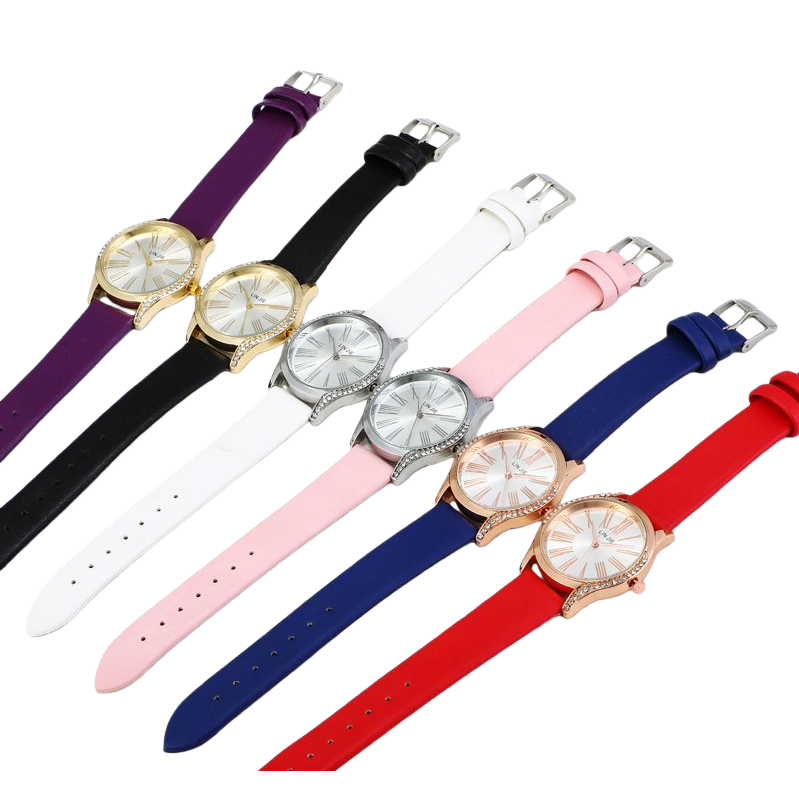 The colorful leather strap watch is a fashionable, simple and versatile leather wristwatch for both men and women Item Picture
