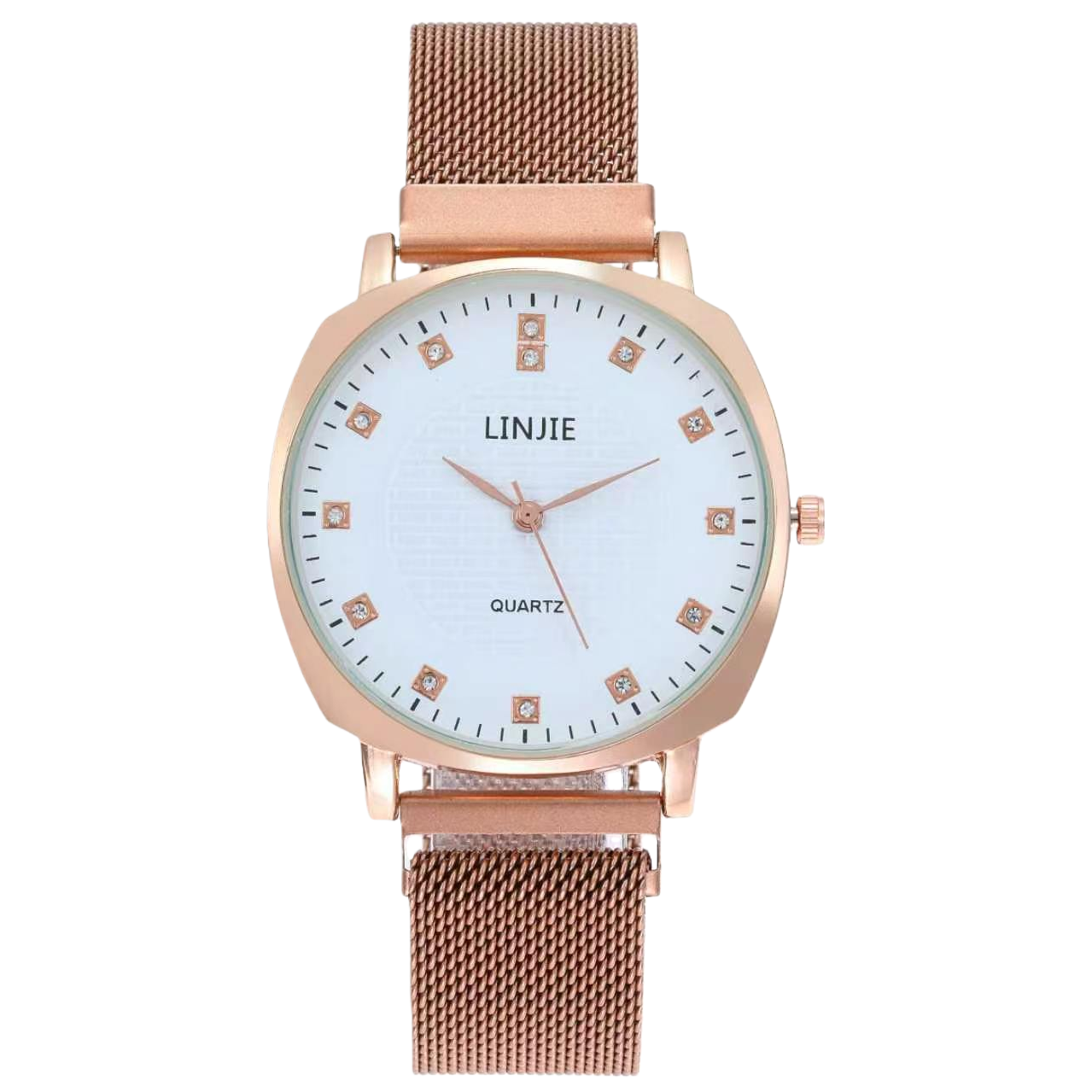 A simple and fashionable quartz watch with a rose gold strap for ladies Item Picture