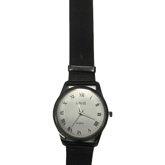 A simple business quartz watch for men with a black strap and a genuine leather strap Item Picture