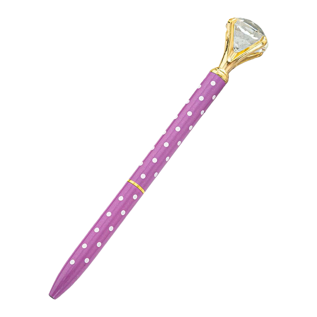 紫色波点笔身配钻石笔帽中性笔 Item Picture