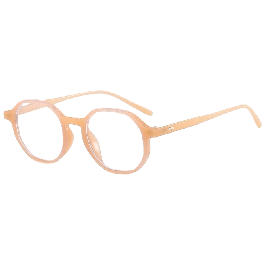 Light orange round spectacle frame, metal frame, light, comfortable and anti-slip nose rest Item Picture