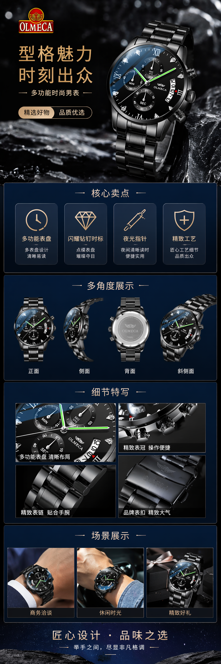黑色金属表带手表 时尚简约百搭男士女士通用 pic 1
