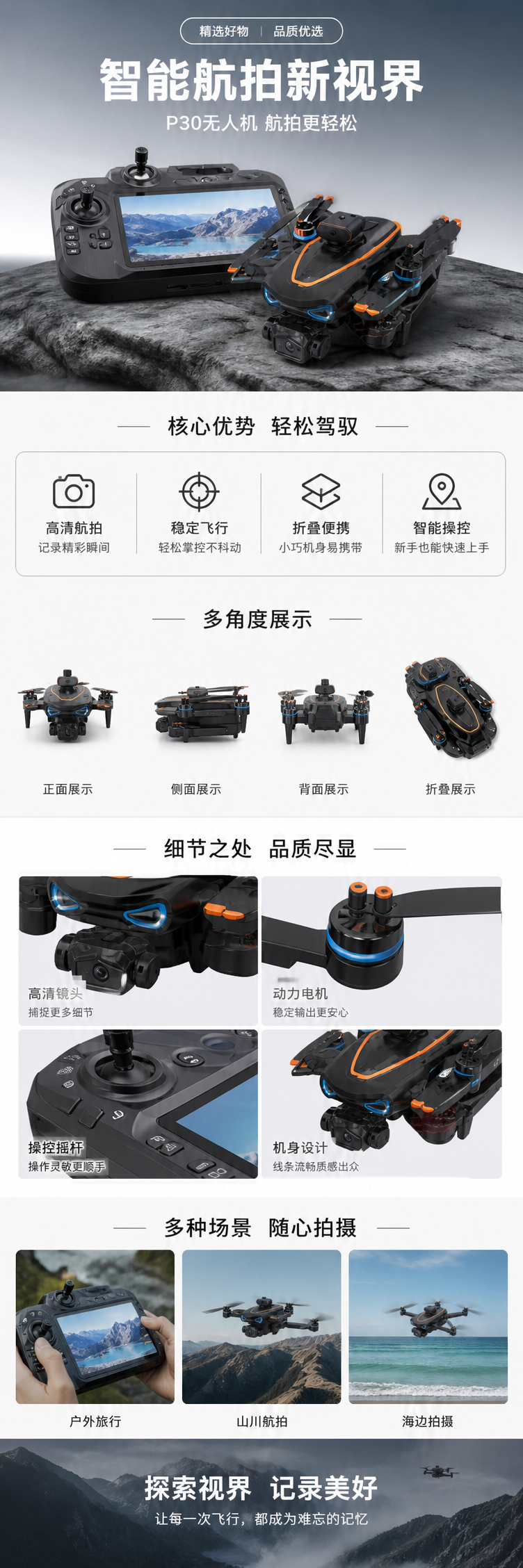 白色包装盒无人机产品图高清展示图商用素材 pic 1