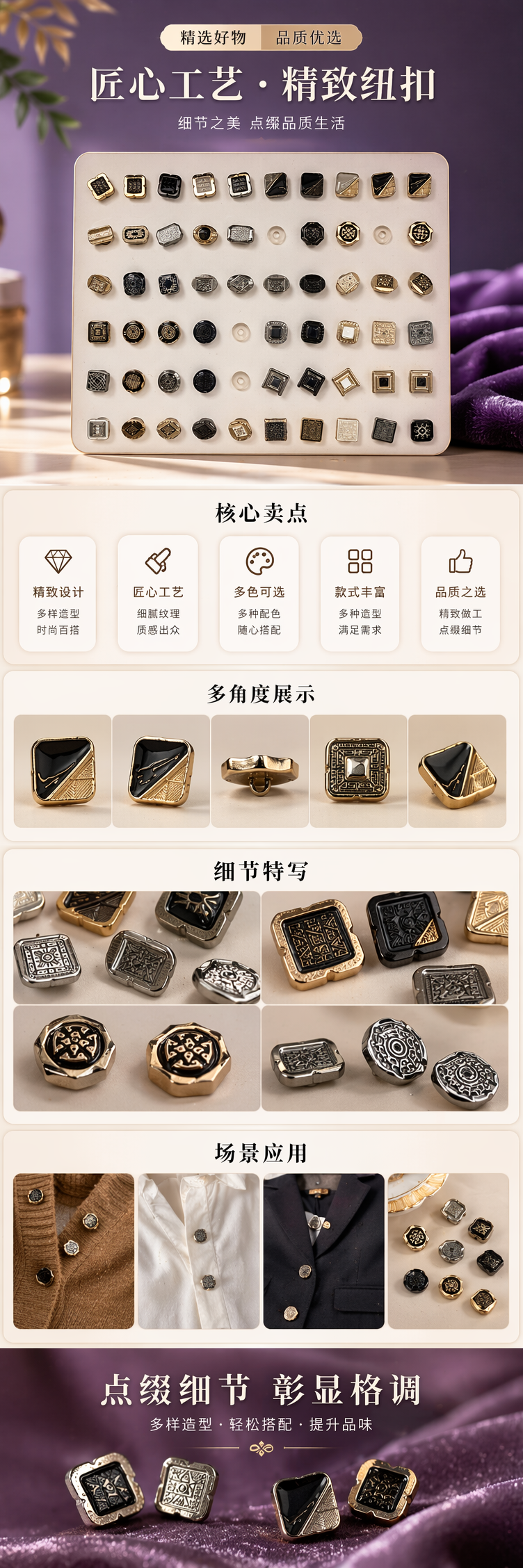 多款黑金配色复古纽扣陈列展示架 pic 1