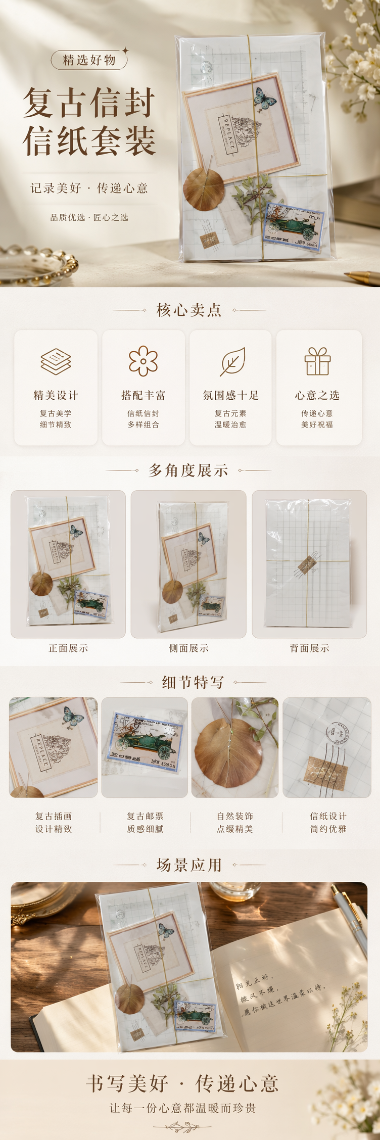 透明塑料袋包装文创礼品套装含相框邮票干叶植物装饰详情1